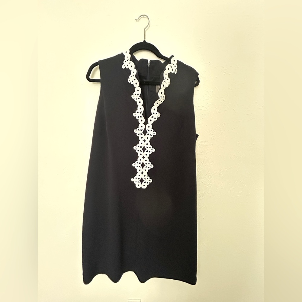 Vince Camuto Navy appliqué dress.